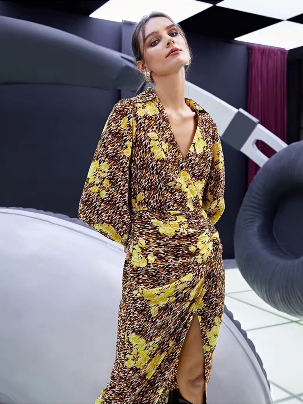 SHEIN Floral Wrap Maxi Dress